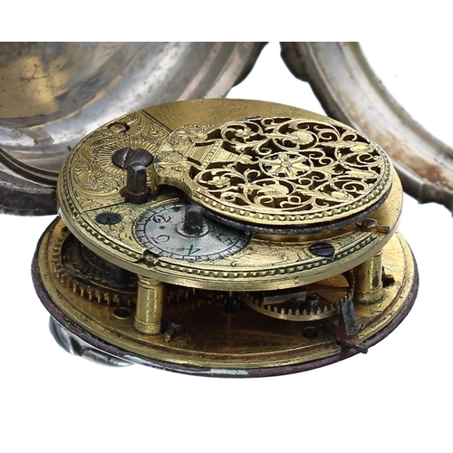 932 - George III silver verge pocket watch, London 1783, unsigned fusee movement with pierced engraved bal... 