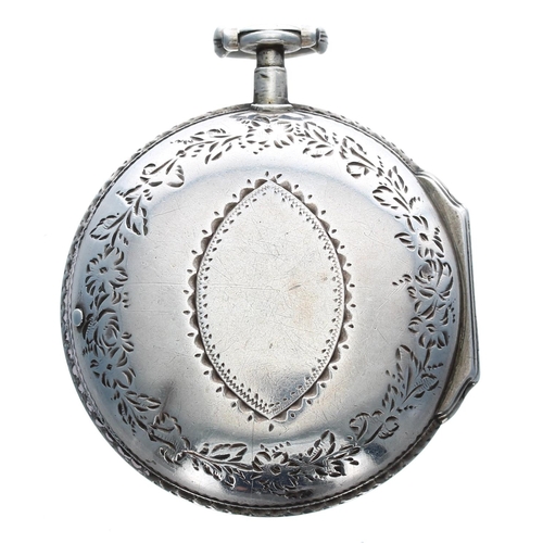 932 - George III silver verge pocket watch, London 1783, unsigned fusee movement with pierced engraved bal... 