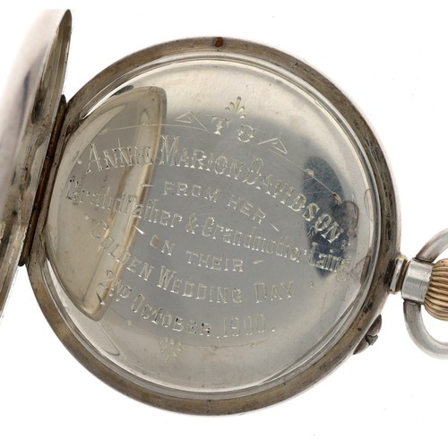 937 - Stauffer, Son & Co. silver (0.935) and enamel lever fob watch, the gilt movement with a stamped ... 