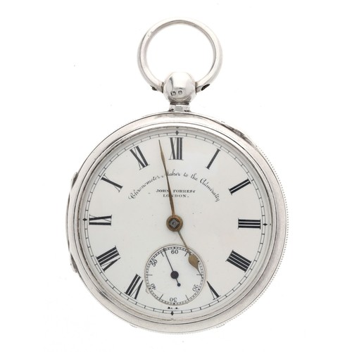 938 - John Forrest, London - silver lever pocket watch, Chester 1898, no. 334987, with dust cover, signed ... 