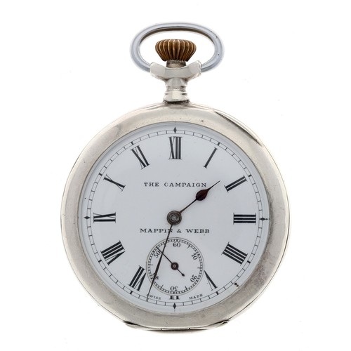 943 - Longines for Mappin & Webb 'The Campaign' silver small sized pocket watch, import hallmarks for ... 