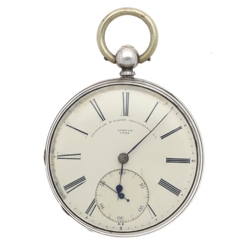 876 - Frodsham & Baker, Gracechurch Street, London - 19th century silver fusee lever pocket watch, Lon... 