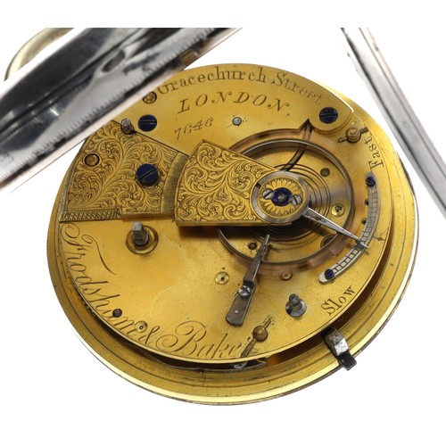 876 - Frodsham & Baker, Gracechurch Street, London - 19th century silver fusee lever pocket watch, Lon... 