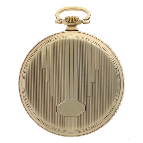 877 - Marvin Art Deco 14ct dress lever pocket watch, cal. 871 16 jewel adjusted 4 position movement, gilde... 