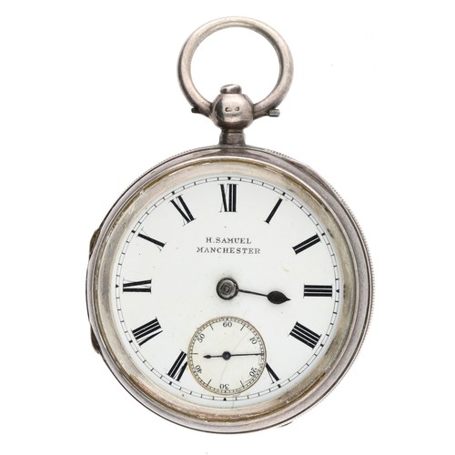 953 - H. Samuel silver lever engine turned pocket watch, Chester 1895, signed movement and dial, 52mm (lac... 