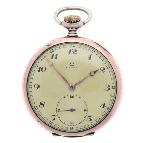 959 - Omega silver (0.800) and gold plated lever pocket watch, serial no. 8600xxx, circa 1930s, signed gil... 