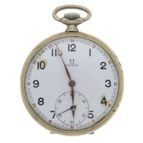 960 - Omega nickel cased lever pocket watch, serial no. 11105xxx, circa 1947, signed 15 jewel movement wit... 