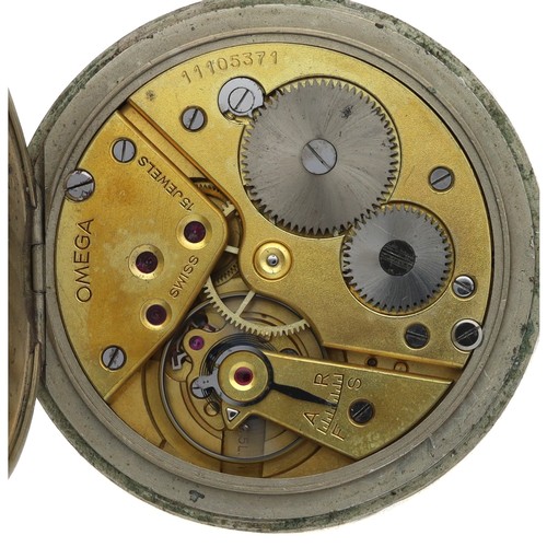 960 - Omega nickel cased lever pocket watch, serial no. 11105xxx, circa 1947, signed 15 jewel movement wit... 