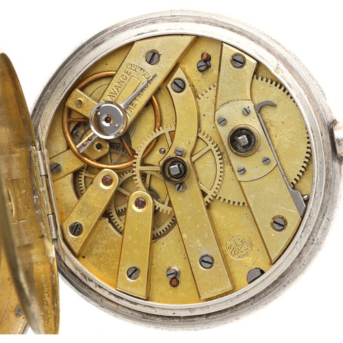 961 - Swiss silver (0.800) and gold plated cylinder pocket watch, the gilt frosted movement with a tradema... 