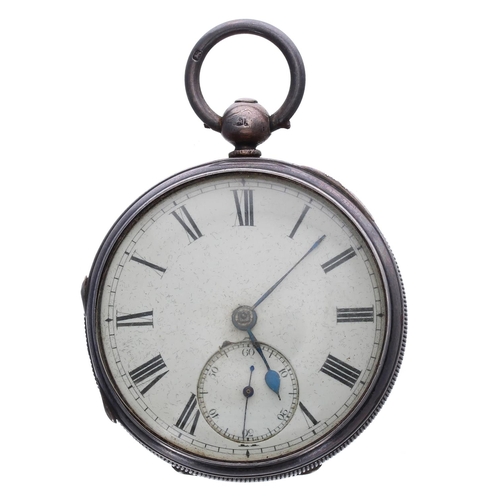 978 - R. Wright Manufacturer silver fusee lever engine turned pocket watch for repair, 50mm; key (movement... 