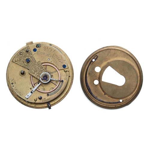 978 - R. Wright Manufacturer silver fusee lever engine turned pocket watch for repair, 50mm; key (movement... 