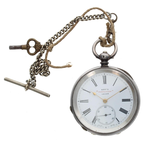 995 - Silver (0.935) Kay's ''Prefection'' Lever engine turned pocket watch, three quarter plate frosted mo... 