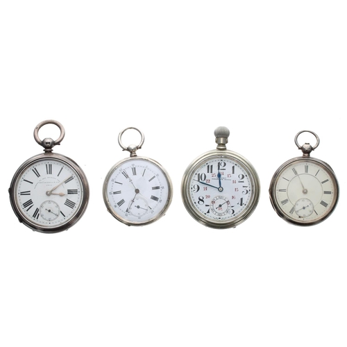 994 - Four assorted pocket watches for repair, to include three silver examples (4)