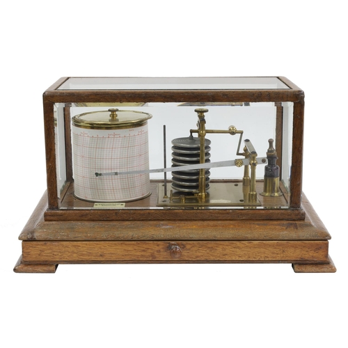 1008 - Oak cased barograph bearing the maker's trademark plaque inscribed James Lucking & Co, 5 Corpora... 