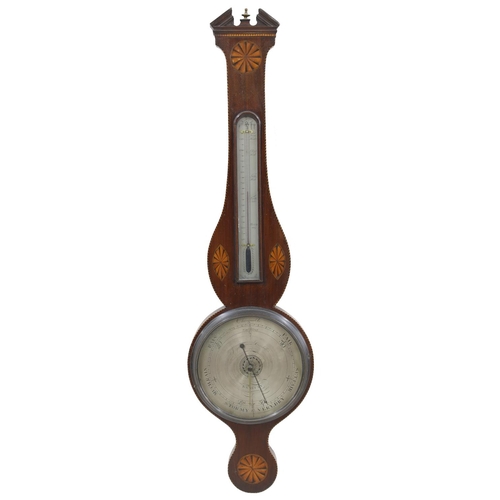 1010 - Early mahogany inlaid barometer/thermometer, the principal 8