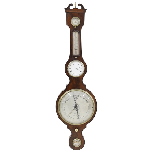 1017 - Good mahogany five glass clock barometer, the 10