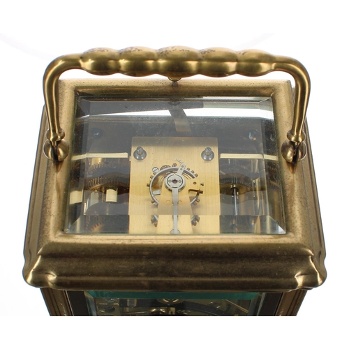 1202 - Good L'Epee repeater and calendar carriage clock striking on a gong, the movement back plate stamped... 