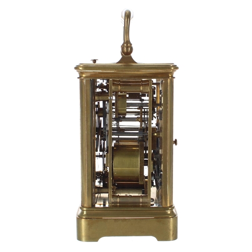 1209 - Small French Drocourt repeater carriage clock with alarm, the back plate stamped with the maker's tr... 