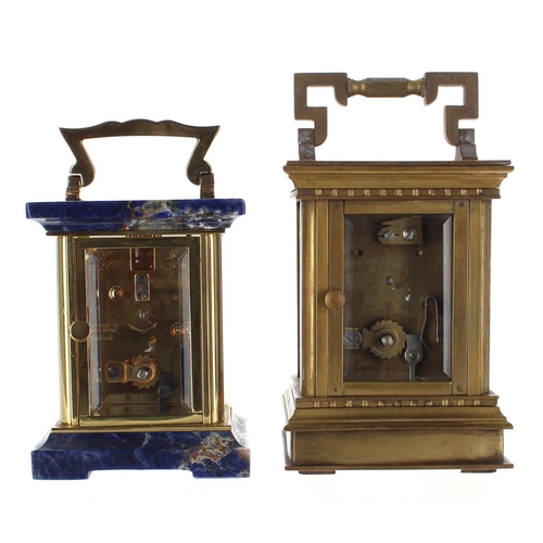 1213 - Modern miniature carriage clock timepiece signed Alexanders, with 11 jewel movement, within a brass ... 