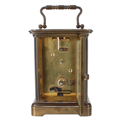 1222 - Carriage clock timepiece, stamped Swiss Made beneath the base and the dial inscribed Halfhide, Wimbl... 