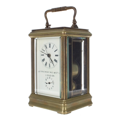 1245 - Repeater carriage clock with alarm, striking on one bell attached to the back plate and another in t... 