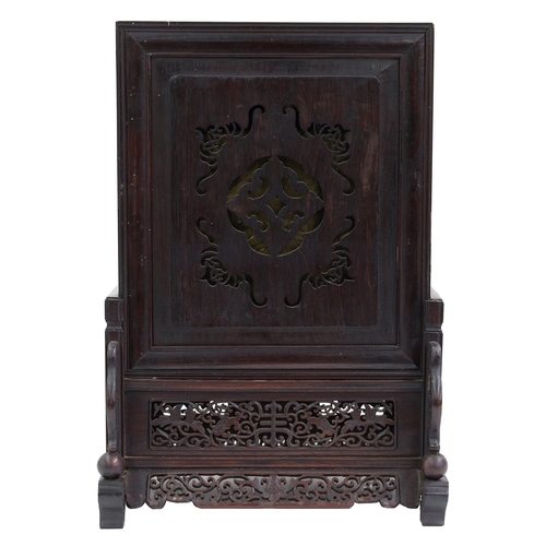 1506 - Chinese rosewood cased double fusee verge bracket clock striking on a bell, the 6