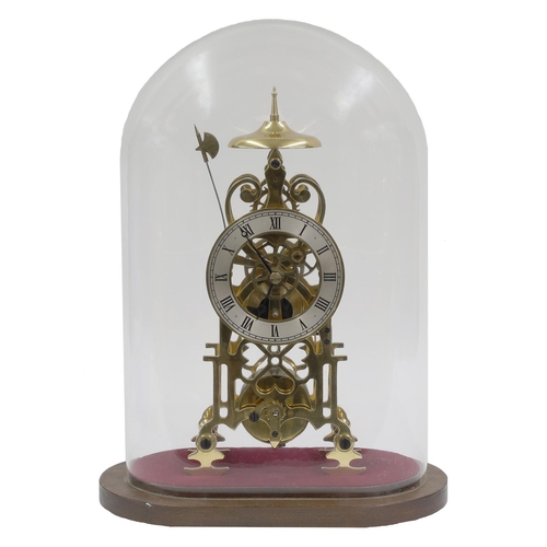 1511 - Brass single fusee skeleton clock with passing strike on a bell, inscribed on the lower pierced back... 