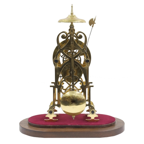 1511 - Brass single fusee skeleton clock with passing strike on a bell, inscribed on the lower pierced back... 