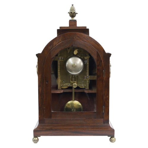 1516 - Good English mahogany double fusee bracket clock, the 8