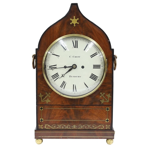 1522 - English mahogany double fusee lancet mantel clock, the 8