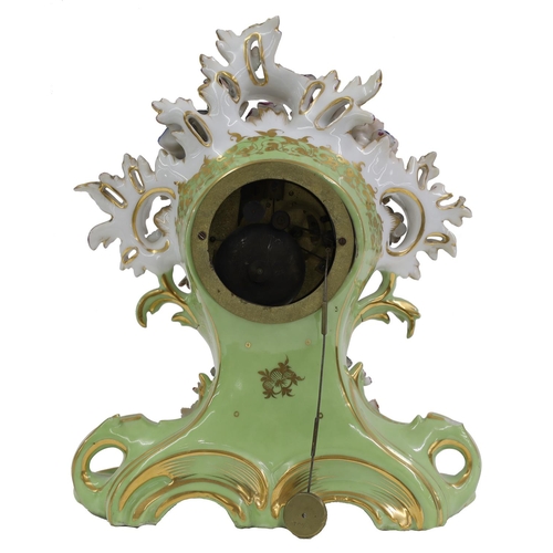 2324 - Attractive French porcelain eight day mantel clock, the 2.75