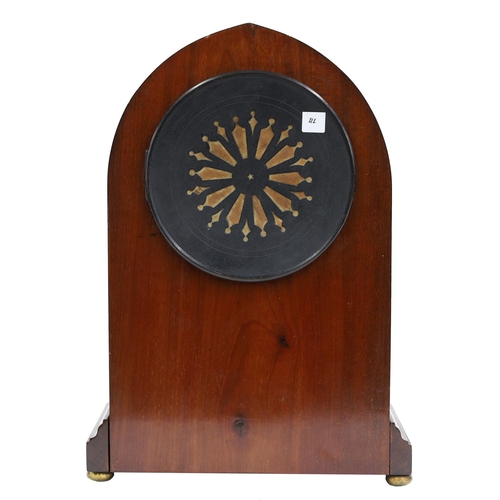 2328 - French mahogany two train lancet mantel clock, the S. Marti movement with outside countwheel and str... 