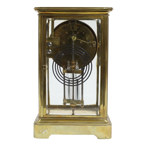 2331 - French brass four glass two train mantel clock striking on a gong, the 3.25