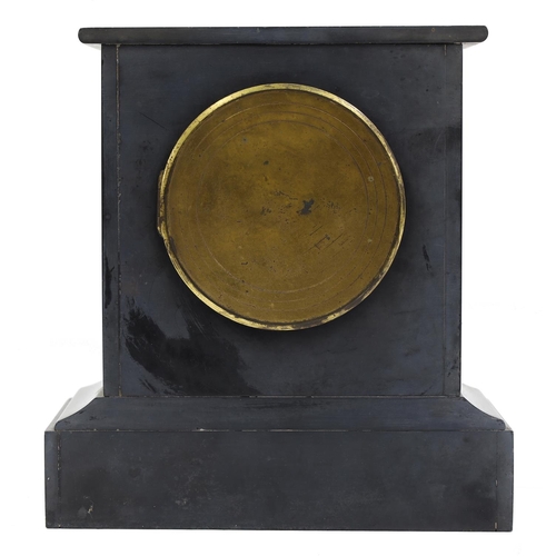 2333 - Black slate and grey marble mantel clock timepiece, 9