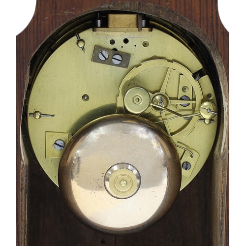 2506 - Small attractive French rosewood and inlaid two train mantel clock, the movement with outside countw... 