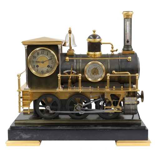 1313 - Fine and rare French industrial locomotive automaton clock by Guilmet circa 1890, the eight day move... 