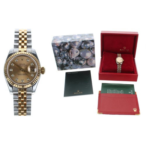 561 - Rolex Oyster Perpetual Datejust gold and stainless steel lady's wristwatch, reference no. 179173, se... 