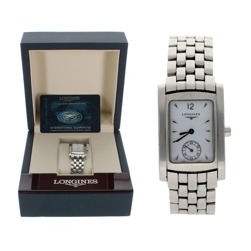 599 - Longines Dolce Vita rectangular mid-size stainless steel wristwatch, reference no. L5.502.4, serial ... 