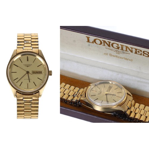 605 - Longines automatic gold plated and stainless steel gentleman's wristwatch,  reference no. 1605, seri... 