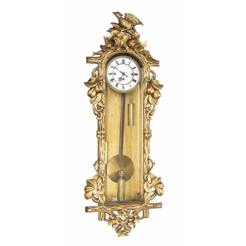 1708 - Good and unusual three train Vienna regulator wall clock, the 6.25