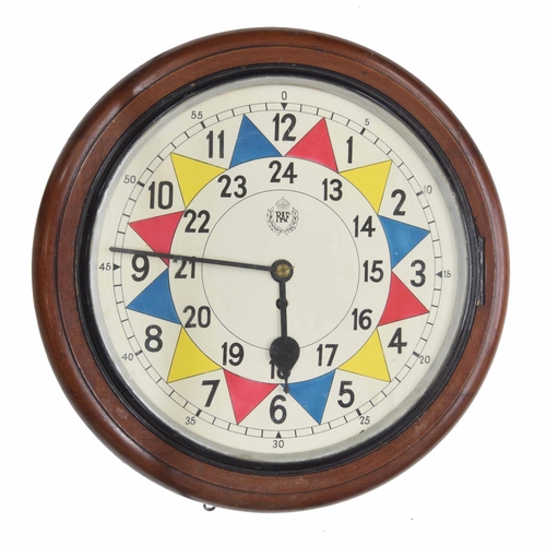 1709 - Mahogany RAF sector style single fusee wall dial clock, the 14