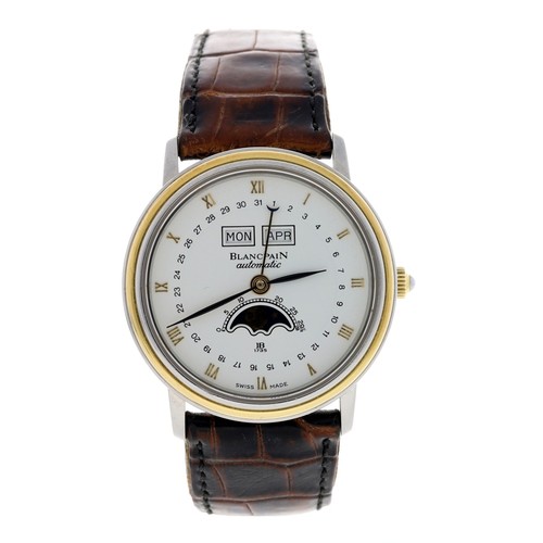 656 - Blancpain Villeret 'Quantième Phases de Lune' triple calendar moon phase automatic stainless steel a... 