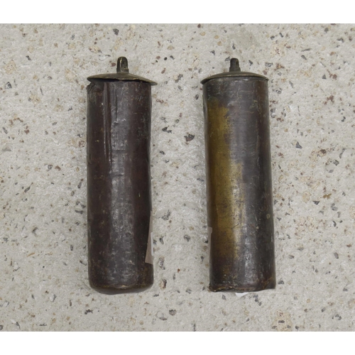 2003 - Pair of brass cased longcase clock weights (2)