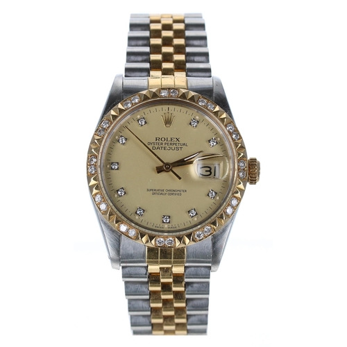 576 - Rolex Oyster Perpetual Datejust stainless steel and gold gentleman's wristwatch, reference no. 16013... 