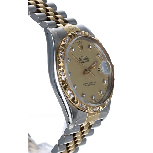 576 - Rolex Oyster Perpetual Datejust stainless steel and gold gentleman's wristwatch, reference no. 16013... 