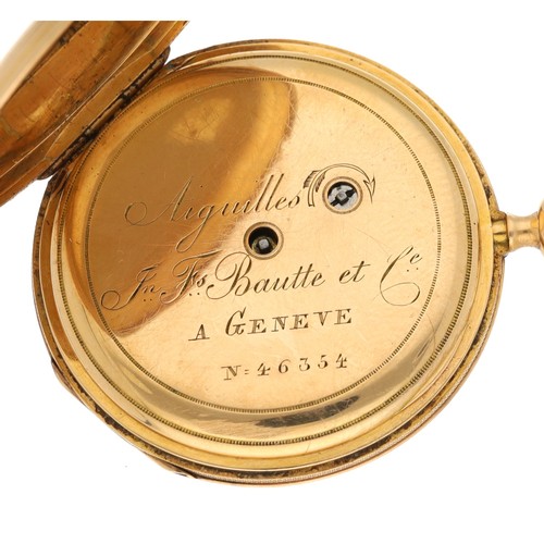 886 - Small Swiss 19th century 18ct quarter repeating cylinder small pocket watch, the gilt frosted moveme... 