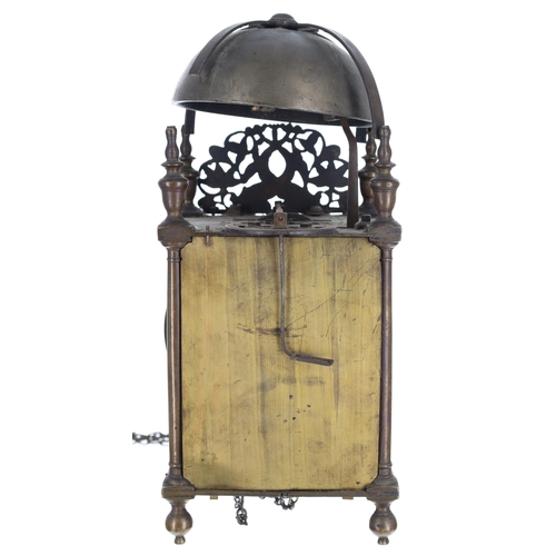 1336 - Early English brass lantern clock, unsigned, the 6.25