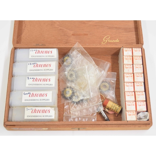 2104 - Cutters and collet sets for Unimat and Myford ML10 lathes, within a wooden box