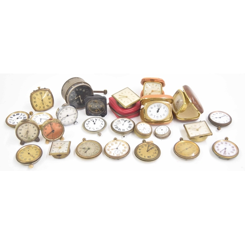 2109 - Large quantity of various travelling alarm and other small boudoir clocks etc, many in need of atten... 