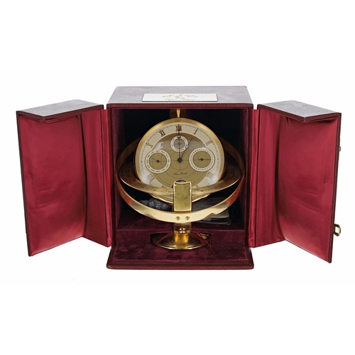 1309 - Jean Roulet, Le Locle armillary quartz gilded brass table clock with triple date and moon phase, ref... 